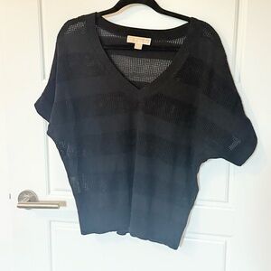 Michael Michael Kors Mesh Striped Slouchy Black Open Knit Top Sz Small Beach